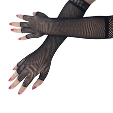 Long Fishnet Long Gloves Gothic Party Fancy Dress Costume Ladies Accessory