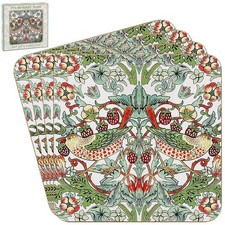 Coasters Strawberry Thief 4pcs William Morris Design Premium Table Protection