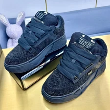 Amiri couple diamond studded multifunctional casual tennis bread shoes size 8.5