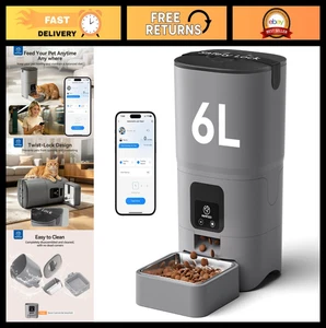 Feeder automatique Cat avec App, 6L WiFi Distributeur de nourriture pour animaux de compagnie, chronométré 10 Repas/Jour