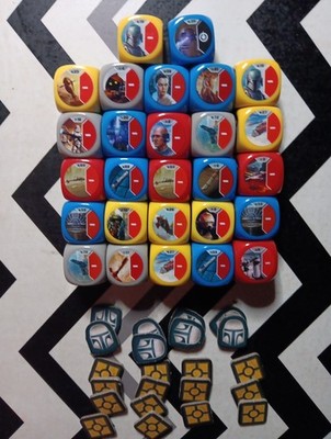 Lot Of  27 COMMON Star Wars Destiny Dice W/ Counters BOBA FETT R2-D2 ASHOKA TANO