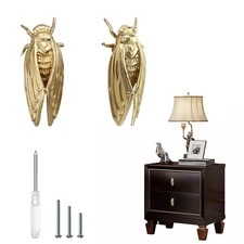 2PK Creative Animal Shape Brass Knobs For Kitchen Cabinets Cupboard Door Cicada
