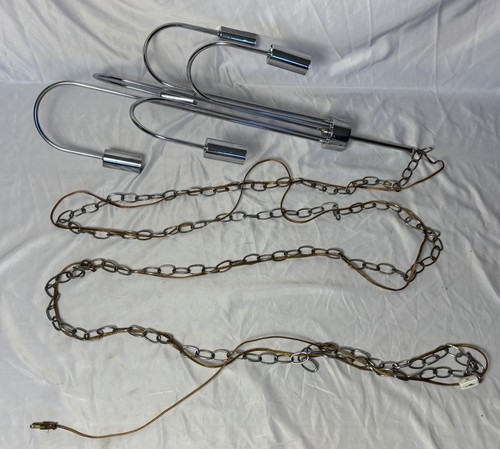 Vintage Mid Century Chrome Tone 5 Light Waterfall Swag Lamp Chandelier - Picture 10 of 20