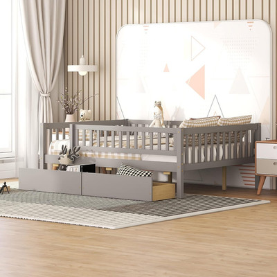 Stylish Full Size Platform Bed with Two Convenient Storage Drawers