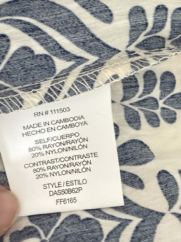 Vestido Anthropologie Figura + Flor Boho Campesino 3/4 Pequeño PL L Floral Azul Muumuu - Imagen 8 de 10