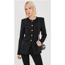 Veronica Beard NWT Alessia Black Gold Button Longline Jacket Size 4