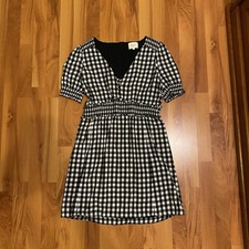 Sezane Stripped Nova Check Stripped Avant Garde Western Black White Dress