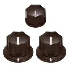 Effect Pedal Knob Set, 5/8" 13/32" Plastic Brass Electric Guitar Knobs,Brown