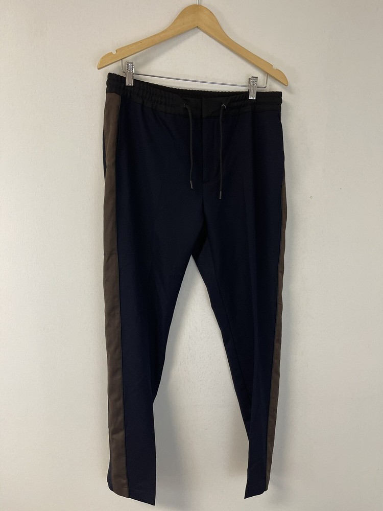 River Island Sweatpants Men 34x30 Blue Super Skinny Side Trim Zip Joggers N203