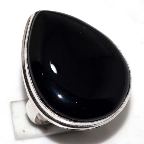 Onyx Noir 925 Plaqué Argent Gemme Handmade Bague USA 9 Anniversaire Bijoux GW - Photo 1 sur 3