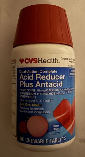 CVS Health Acid Reducer Plus Antacid 50Chewable Tablets Exp 2/2026