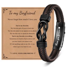 Pulsera infinita de acero inoxidable nudo Love You Forever para hombre pulsera San Valentín