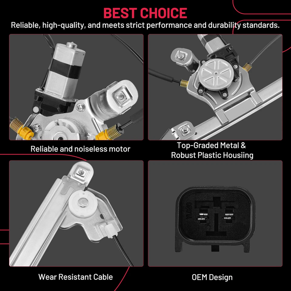 Regulador de ventana eléctrica del lado del pasajero delantero con motor para Ford F-150 2004-2008 Foto 2 de 4