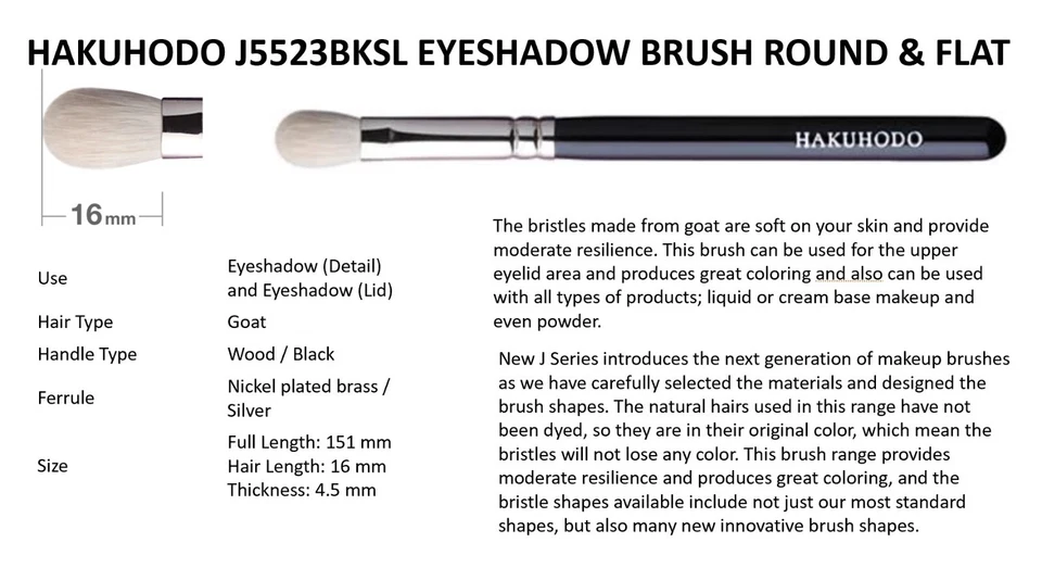 Set of 3 Hakuhodo Hand Crafted Makeup Eye Shadow Brush G5512, G5523 and J5523 - Image 3 of 4