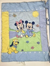 Vintage Disney Babies RED CALIOPE Crib Blanket Mickey Minnie Pluto