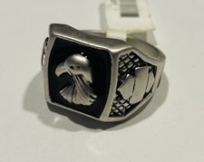 Stainless Steel Men  s Eagle Ring Accents In Band Size 12