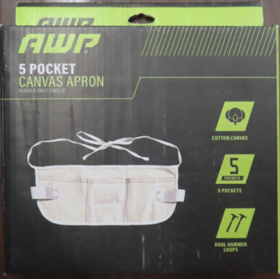 AWP 5 Pocket Cotton Canvas Apron.  Work Apron.  Nail Apron