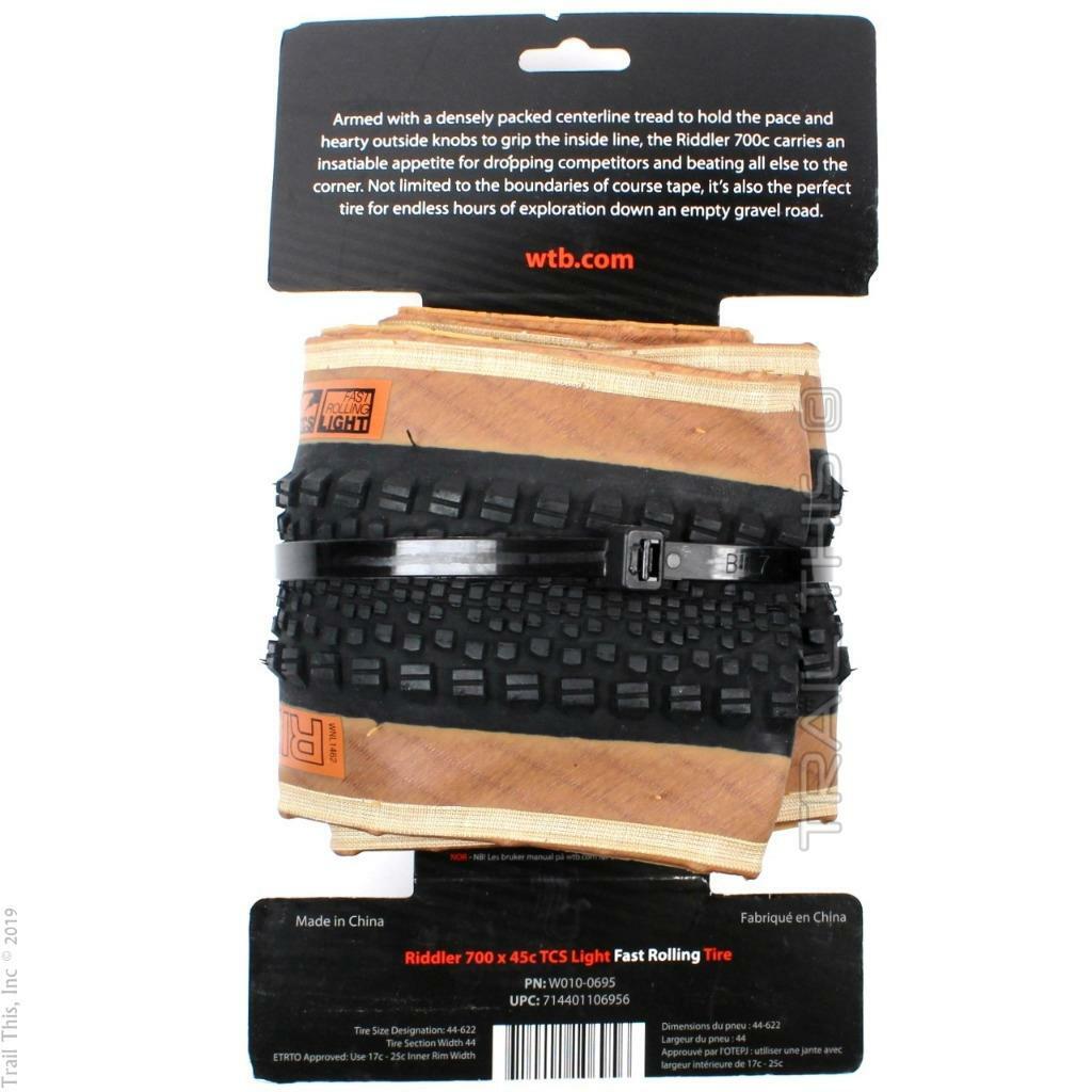 WTB Riddler 700 x 45c TCS Gravel Bike Tire Lightweight Fast