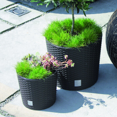 KADAX Fioriera 18,5 x 56 cm, motivo rattan, moka, con inserto – Vaso da esterni