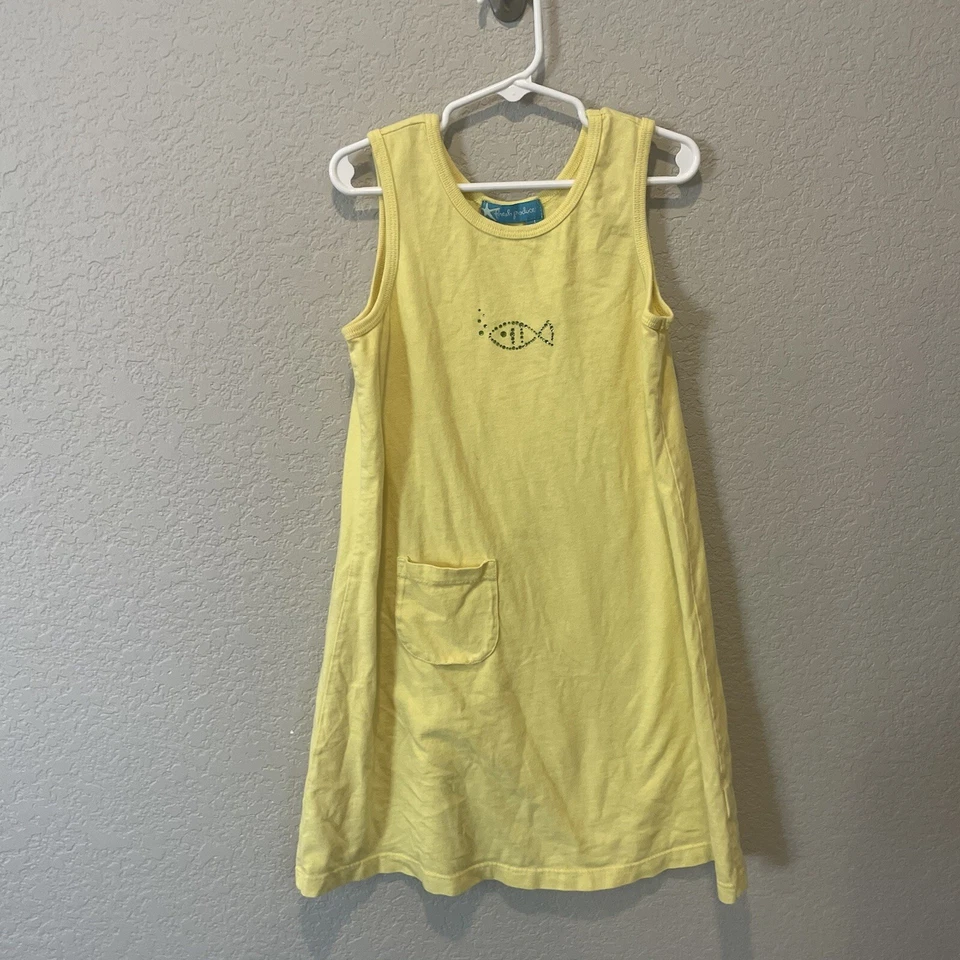 Vestido de Playa Fresh Produce Niña Talla Grande (6-7) Amarillo Giro Hecho en EE. UU. Pescado Foto 2 de 4