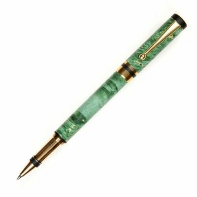 Lanier Pens, Elite Rollerball Pen, 24kt Gold Plating, Green Box Elder