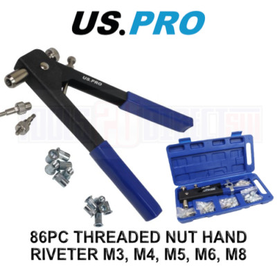 US PRO Tools 86pc Threaded Nut Hand Riveter M3, M4, M5, M6, M8 5466