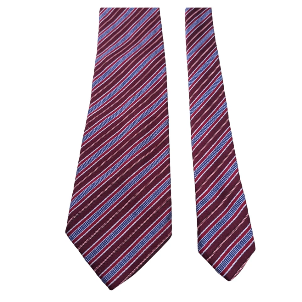 Мужской шелковый хлопковый галстук BRIONI ИТАЛИЯ роскошный ручной работы диагональная полоса коричневый красный - Изображение 3 из 4