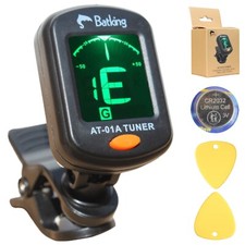 Batking Guitar Tuner Rotatable Clip-on Tuner LCD Display for Ukulele AT-01A