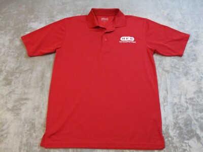 HEB Employee Uniform Polo Shirt Mens Medium Red White Logo Polyester 0285