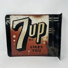 Vintage 1947 Double Sided 7 Up Flange Sign Stout St. Louis MO. USA Authentic