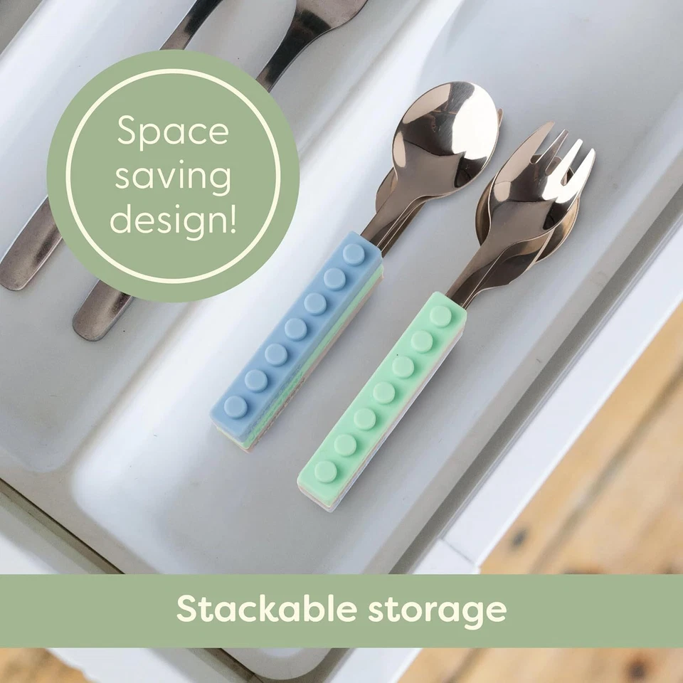 Utensilios para niños pequeños sin BPA 6 piezas cubiertos cucharas y tenedores para autoalimentación Foto 4 de 4