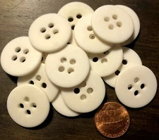 12 Matte Dull Off-white Plastic 4-hole Sew-through Buttons 7/8" 23MM 3672
