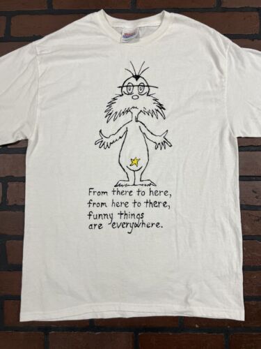 Dr. Seuss T-Shirt One Fish Two Fish Adult Medium White VTG 90s Y2K - Picture 2 of 9