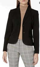 Calvin Klein 16 Blazer Jacket 2 Button Lined Pockets Notched Black Retail 129