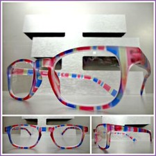 Contemporary Modern READING EYE GLASSES READERS Funky Striped Frosted Frame C2