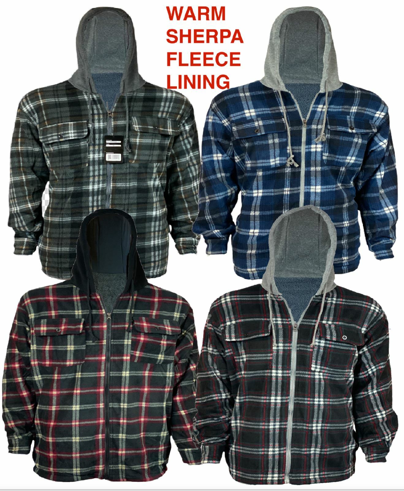 Flannel Zip Up Fleece Lined Plaid 