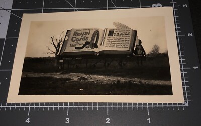1920s US Royal Cords TIRE BILLBOARD Tires Roadside SIGN Vintage Snapshot PHOTO