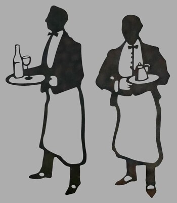 Michael Alan Designs Bistro Waiter Wall Art Metal Silhouettes Set of 2 16  Vtg