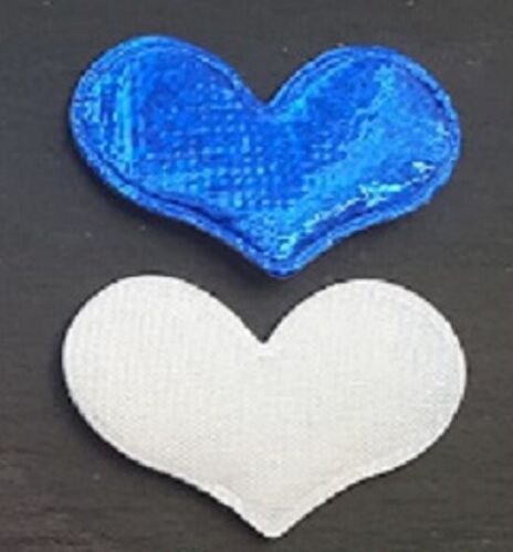 10 dunkelblau 25x35 mm gepolsterte Herzen schimmern holographisch perlmuttfarben Hochzeit Kunst F - Bild 1 von 3