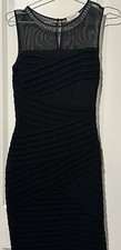 Calvin Klein Dress Size 2 Black Ruched Cocktail  Neck Sequence Beading Zipper