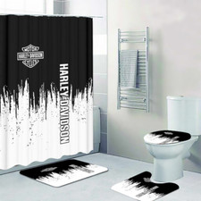 Harley Davidson Legendary Black White Style Shower Curtain or Bathroom Sets.