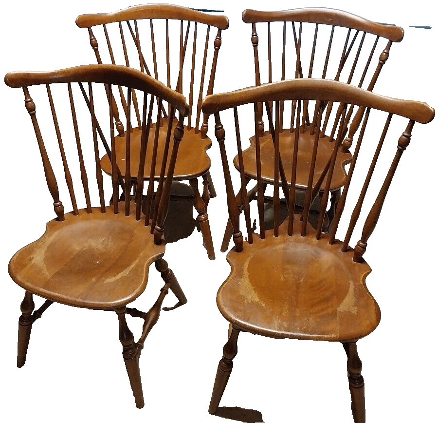 Vintage Ethan Vermont Mid Century Nutmeg Maple Fiddle Back Chair