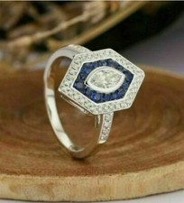 2Ct Round Cut Simulated Sapphire Women's Engagement Ring 14K White Gold Plated