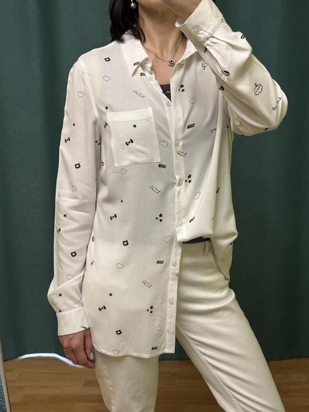 Women Shirt White Cotton 36 / S / 44 #3U1G