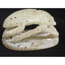 Scarab Hand Carved Egyptian Scarab Beetle Stone Figurine HieroglyphicsDecor