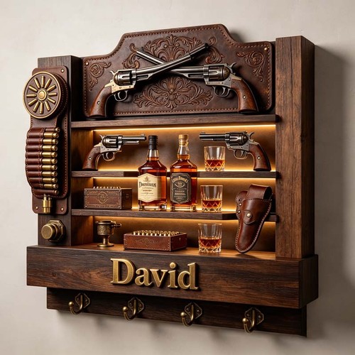 Personalized western tavern gun-themed hooks key holder - 第 2/2 張圖片