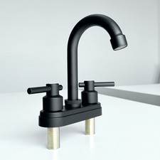 Stainless Steel Plastic Sink Bathroom RV Faucet Tap Water Double Handle Black