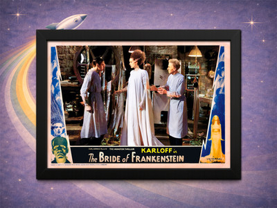 Framed Bride of Frankenstein   Laboratory Awakening Classic Horror Print 12x8