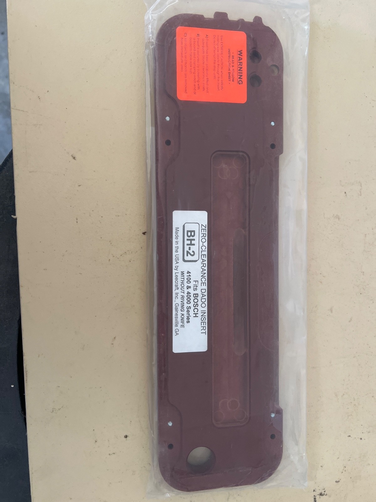 Leecraft BH-2 Zero Clearance Table Saw Insert, 13-9/16 in. x 3-3/4 in. Bosch