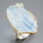 Fashion 24 ct Natural Aquamarine Ring 925 Sterling Silver Size 8 /R463754